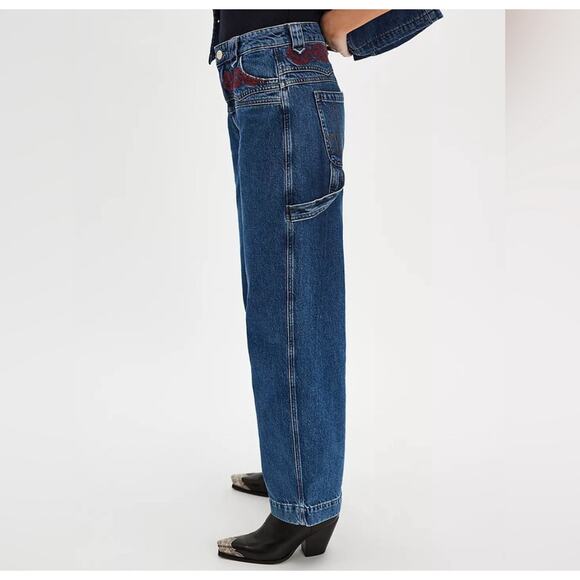 NEW Damson Madder Drew Jeans Embroidered Carpenter Pants - Picture 3 of 9